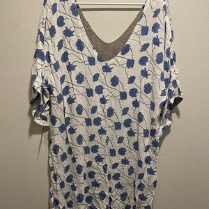 Blue Floral Women's Midi Dress